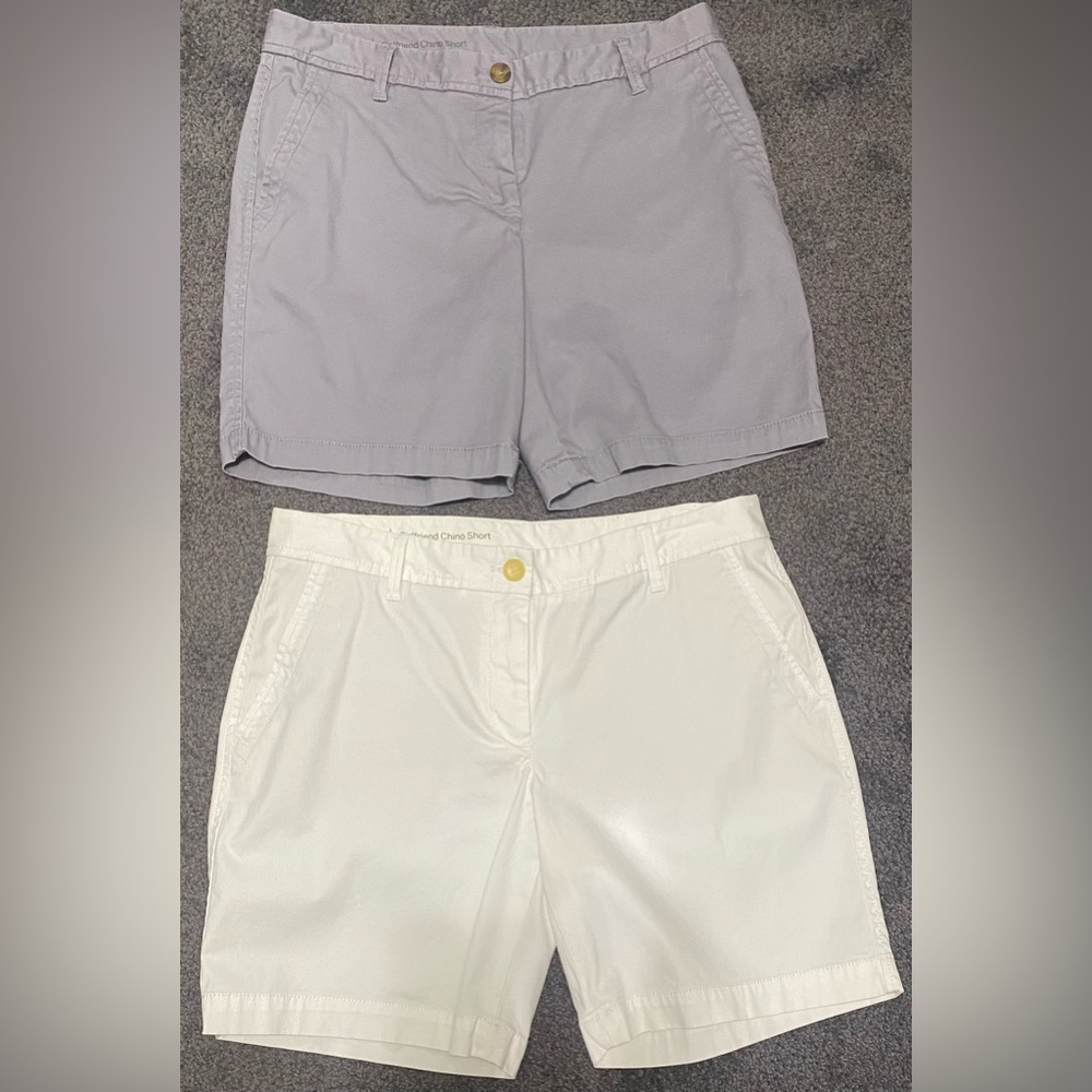 Two Pair 7” Talbots Girlfriend Chino Short with Stretch in White and Gray Size 4